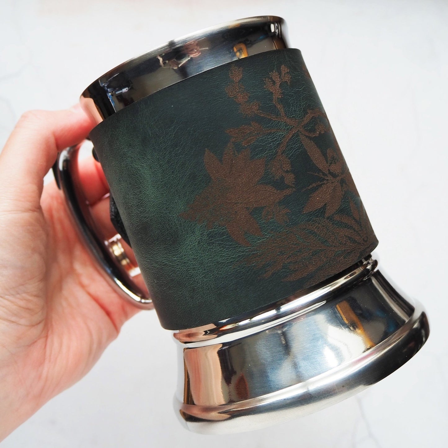 Tankard with Remove-able Leather Sleeve - Botanical from Hôrd.