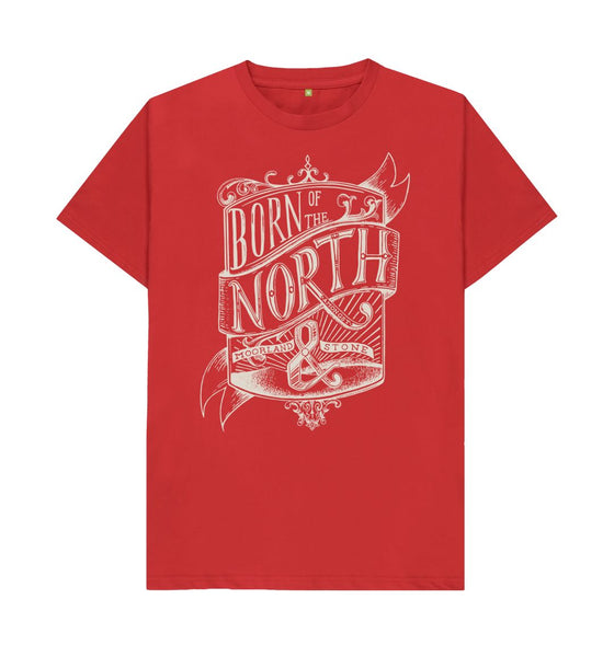 Red Born of the North, Front Printed, Unisex T-Shirt. The Northern T Shirt By Hord.