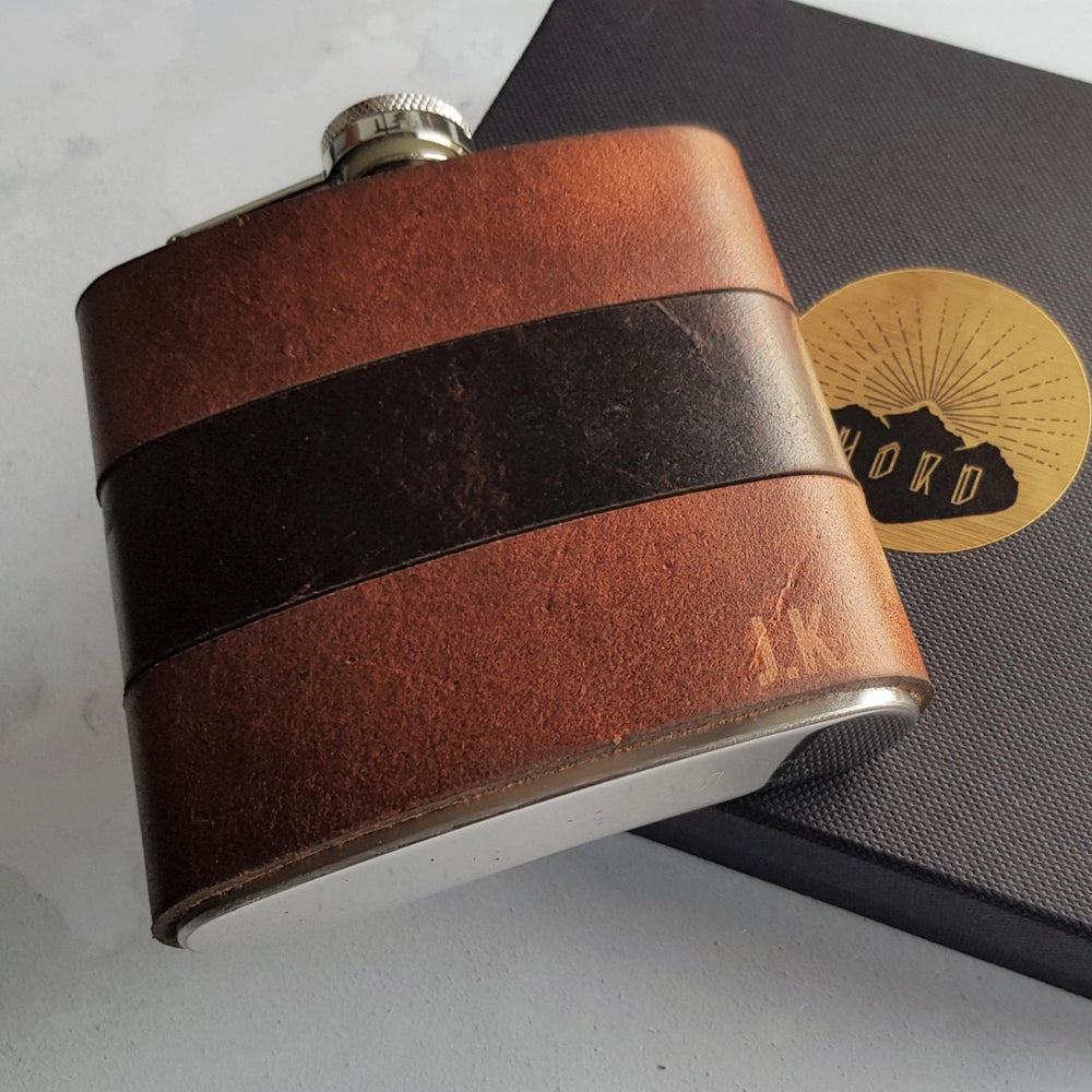 
                  
                    The Rust and Peat Leather Flask is made from leather remnants and makes the perfect gift.
                  
                