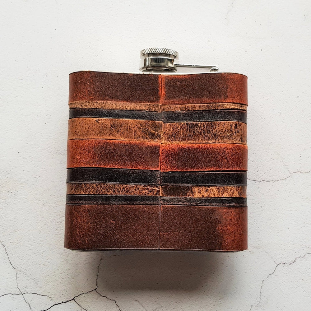 
                  
                    Back view of the vintage whiskey flask.
                  
                