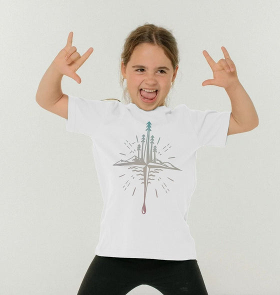 White Kids Compass T-Shirt, an organic kids clothes selection from Hord.
